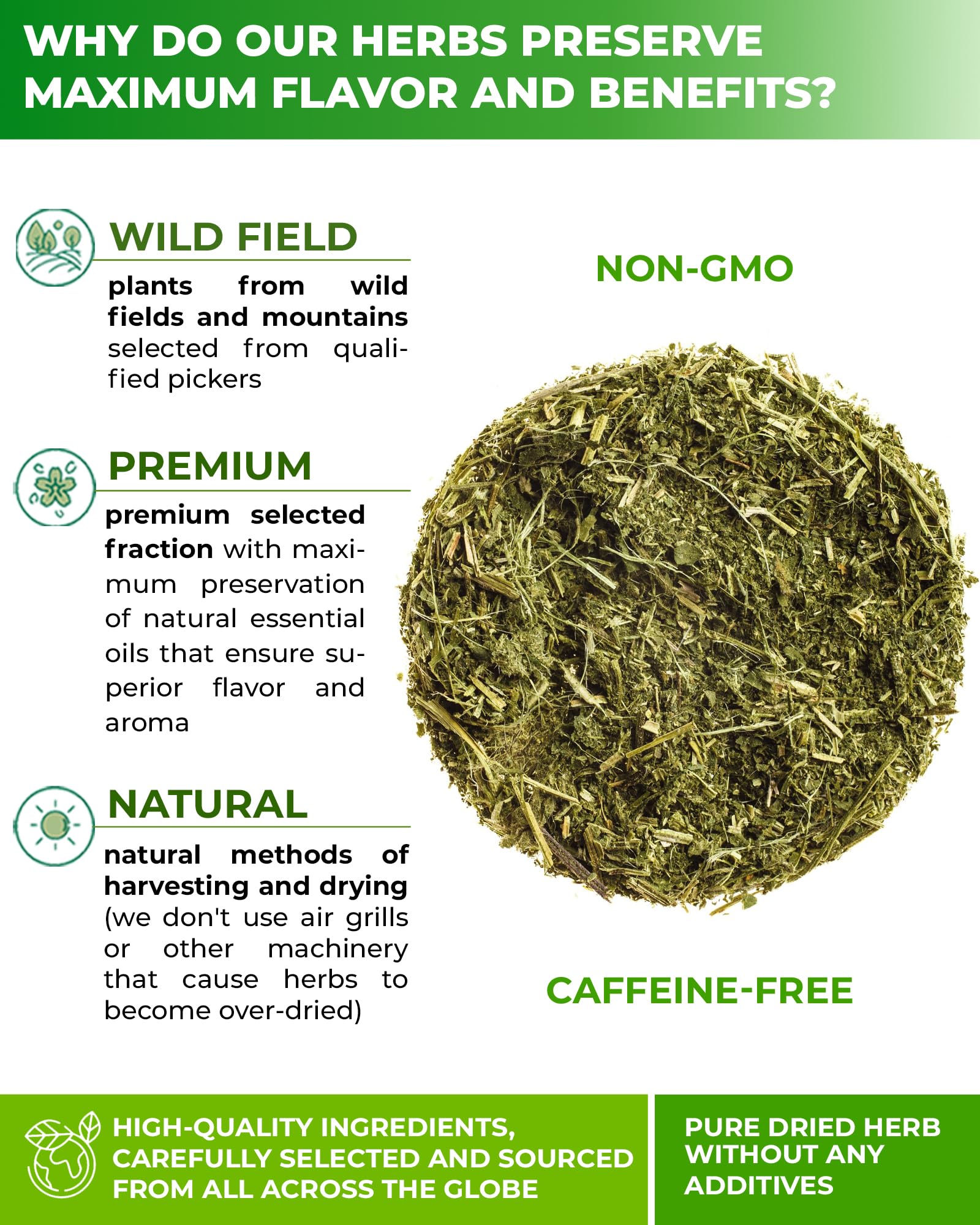 WILDFIELD HERBS dried nettle leaf texture showing whole-leaf aroma