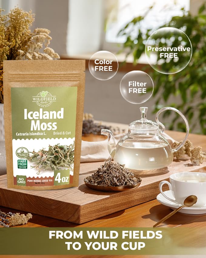 WILDFIELD HERBS 4 oz pack next to a measuring spoon for size clarity