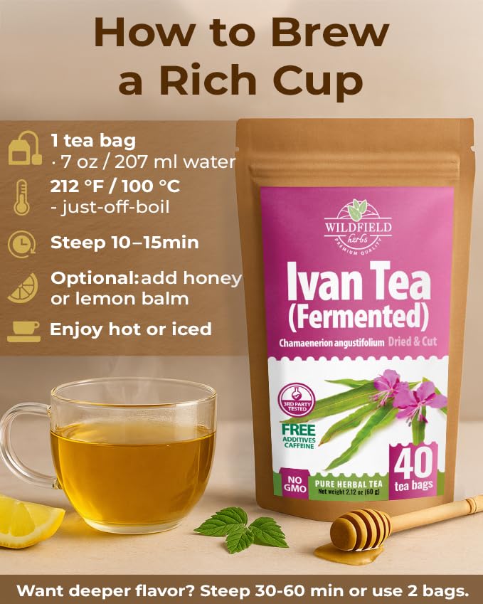 WILDFIELD HERBS tea bag held in hand showing single-serve portion convenience