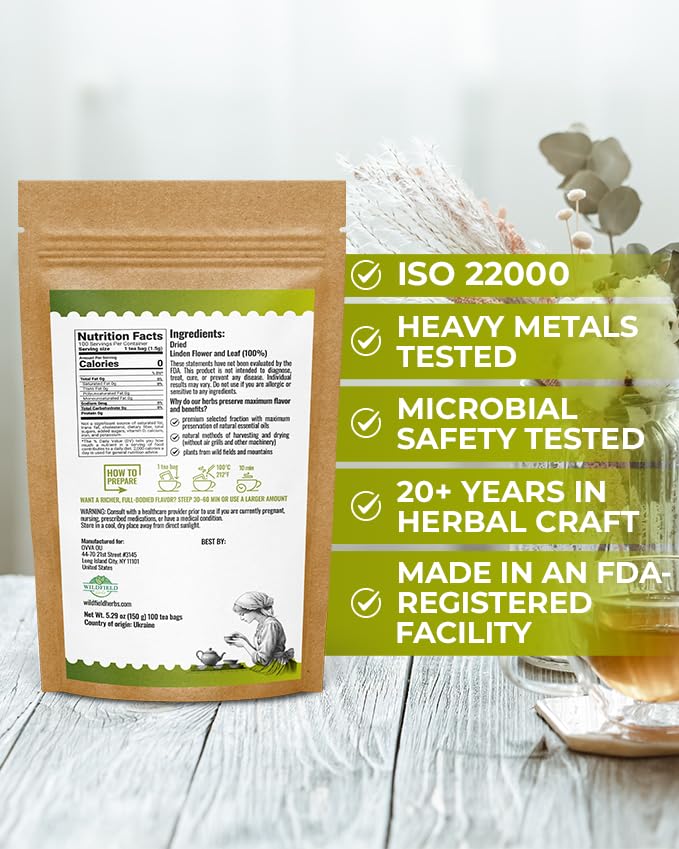WILDFIELD HERBS close-up of single 1.5g tea bag, easy single-serve use