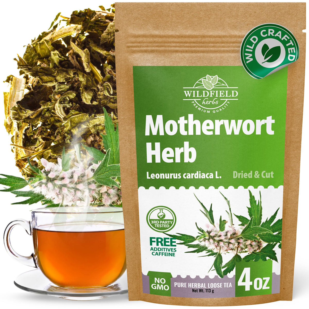 WILDFIELD HERBS front packaging showing sealed 4 oz box and freshness benefit