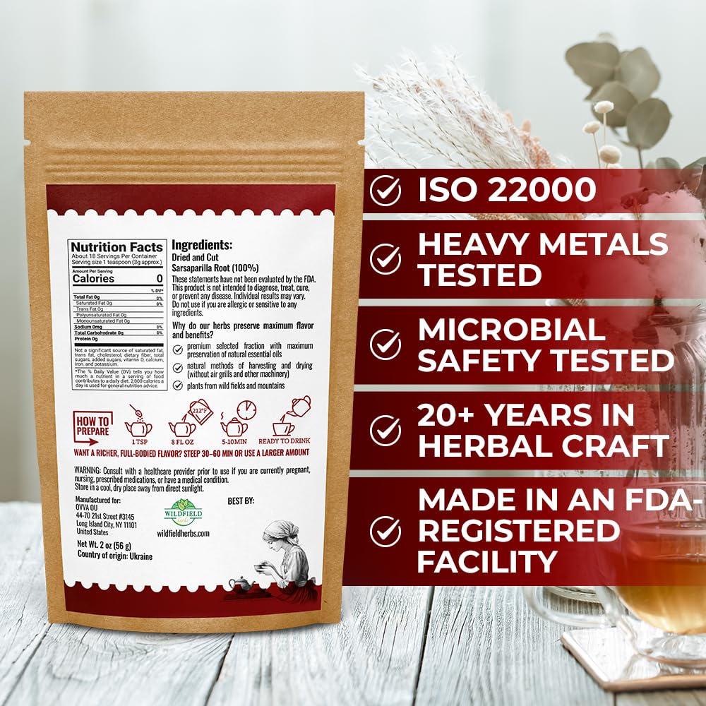 WILDFIELD HERBS steeping sarsaparilla root in pot showing infusion preparation benefit