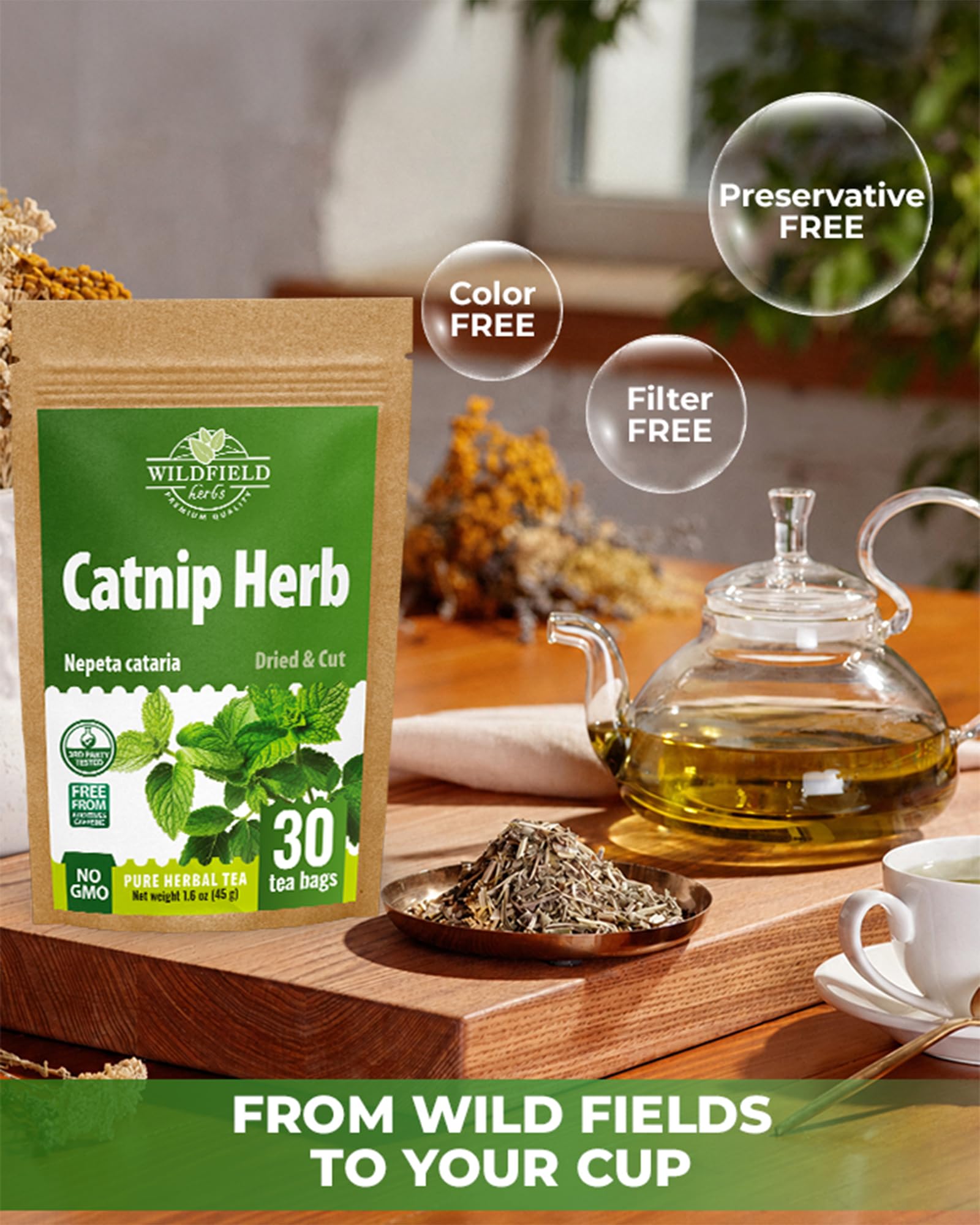 WILDFIELD HERBS hand-sealed sachet edge detail showing hermetic seal for longer shelf life