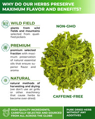 WILDFIELD HERBS single tea bag close-up showing filter texture and clean cut leaves inside