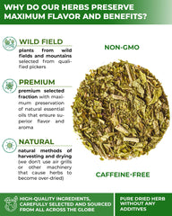 WILDFIELD HERBS opened box with neatly arranged 50 tea bags for convenient use