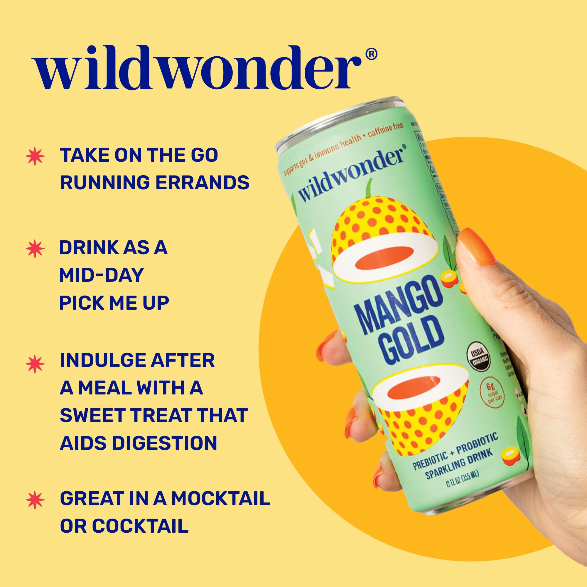 Wildwonder label close-up highlighting probiotic and prebiotic benefits clearly