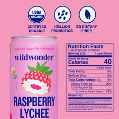 wildwonder fresh raspberries and lychees with can to show real-fruit flavor and natural source
