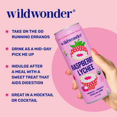wildwonder close-up label highlighting probiotic and prebiotic facts for ingredient transparency