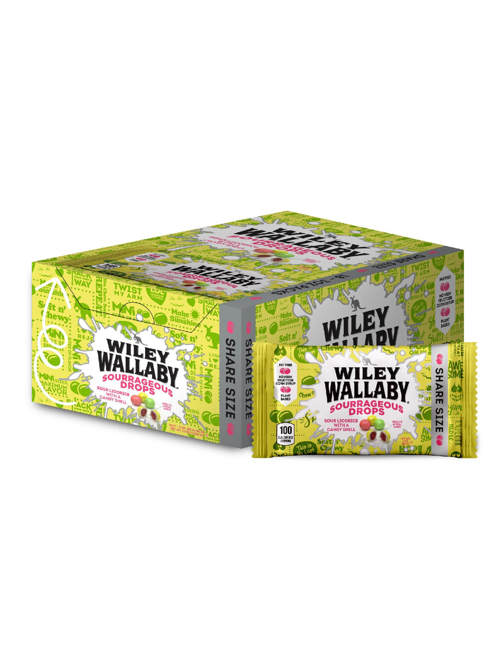 WILEY WALLABY front packaging showing mini sourrageous drops for quick recognition