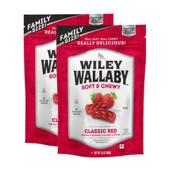 Wiley Wallaby front packaging showing strawberry licorice and resealable bag for freshness