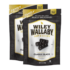 Wiley Wallaby front packaging showing 24oz two-pack and resealable bags for fresh snacking