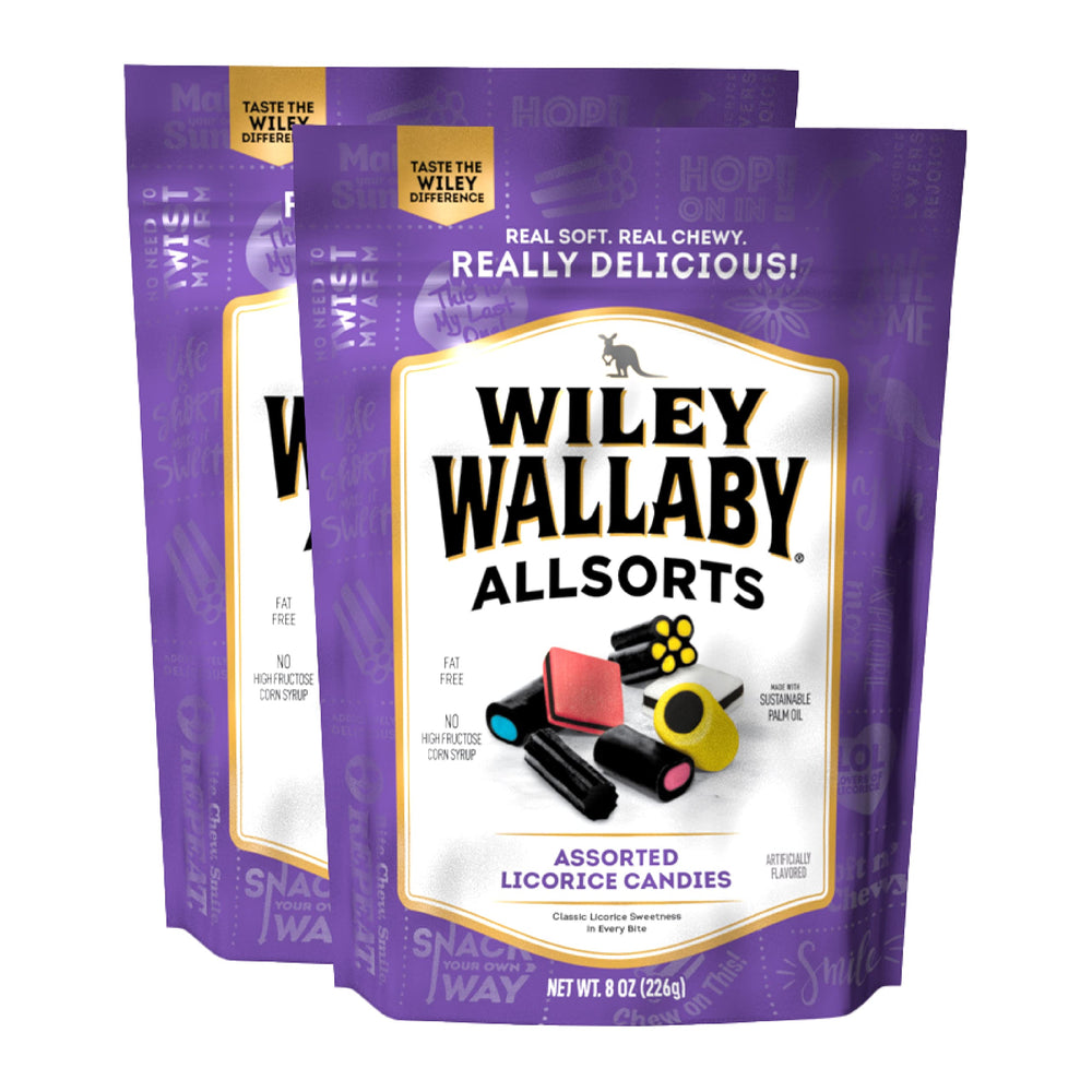Wiley Wallaby front packaging showing resealable 8oz bag and branding benefit freshness