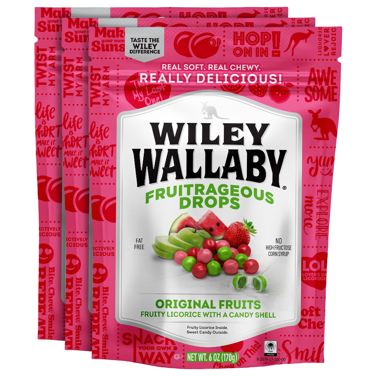 WILEY WALLABY front packaging shows resealable bag and brand appeal