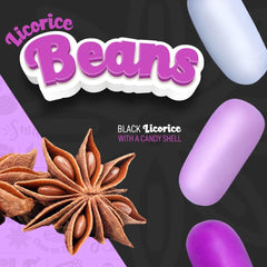 Wiley Wallaby licorice beans close-up showing candy shell and chewy center satisfying texture