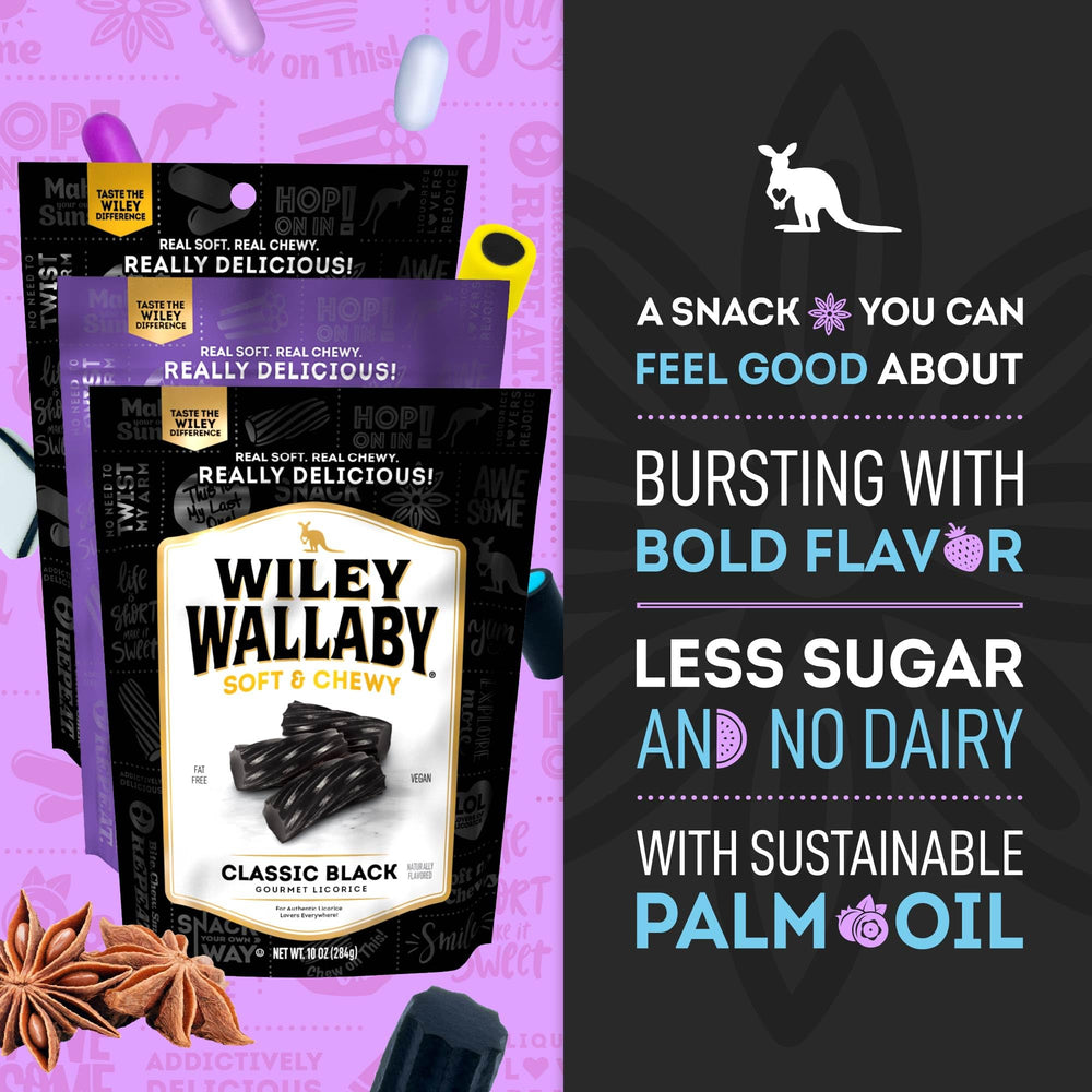 WILEY WALLABY black licorice beans in a jar ready for quick, shareable snacking