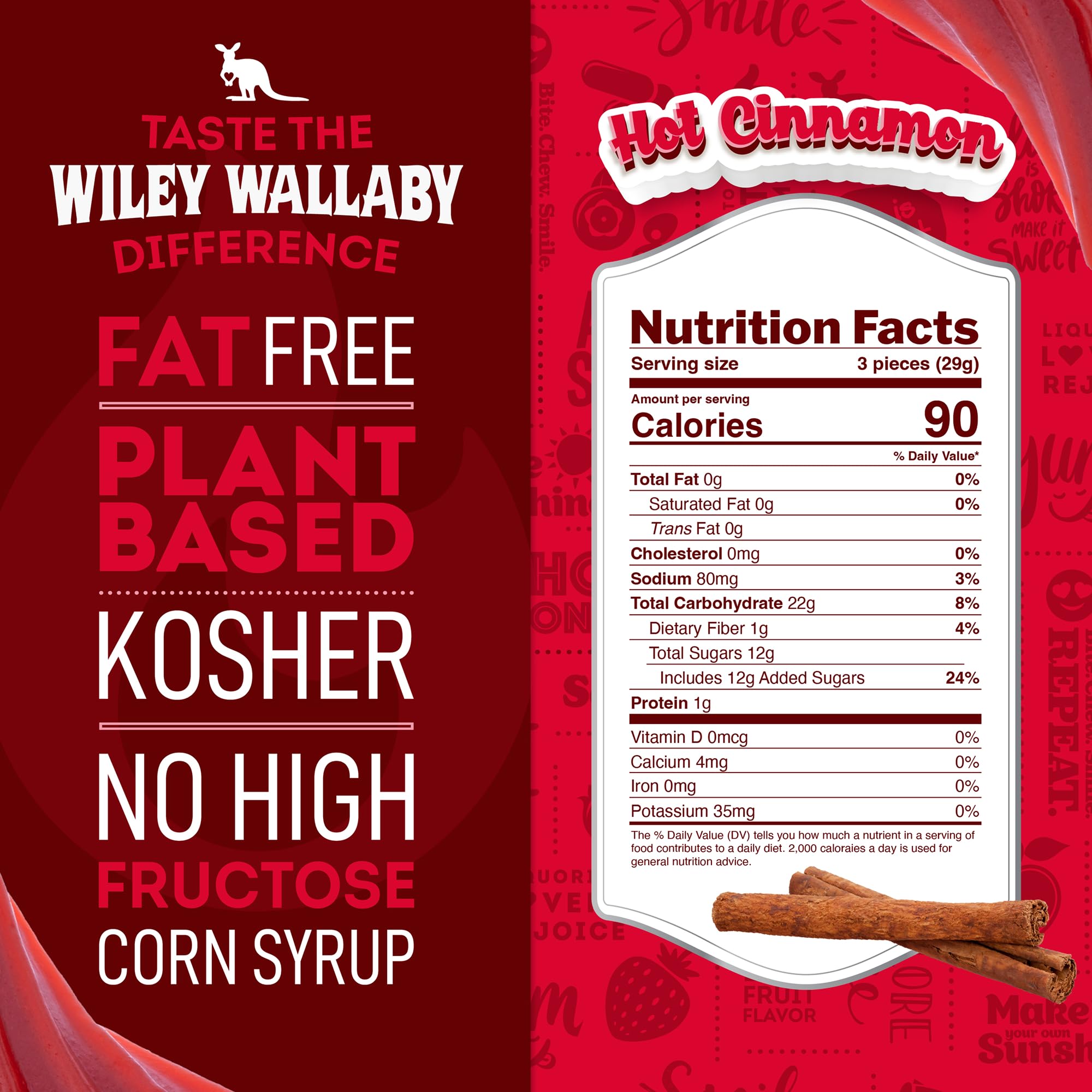 Wiley Wallaby opened resealable bag with cinnamon licorice ready to grab