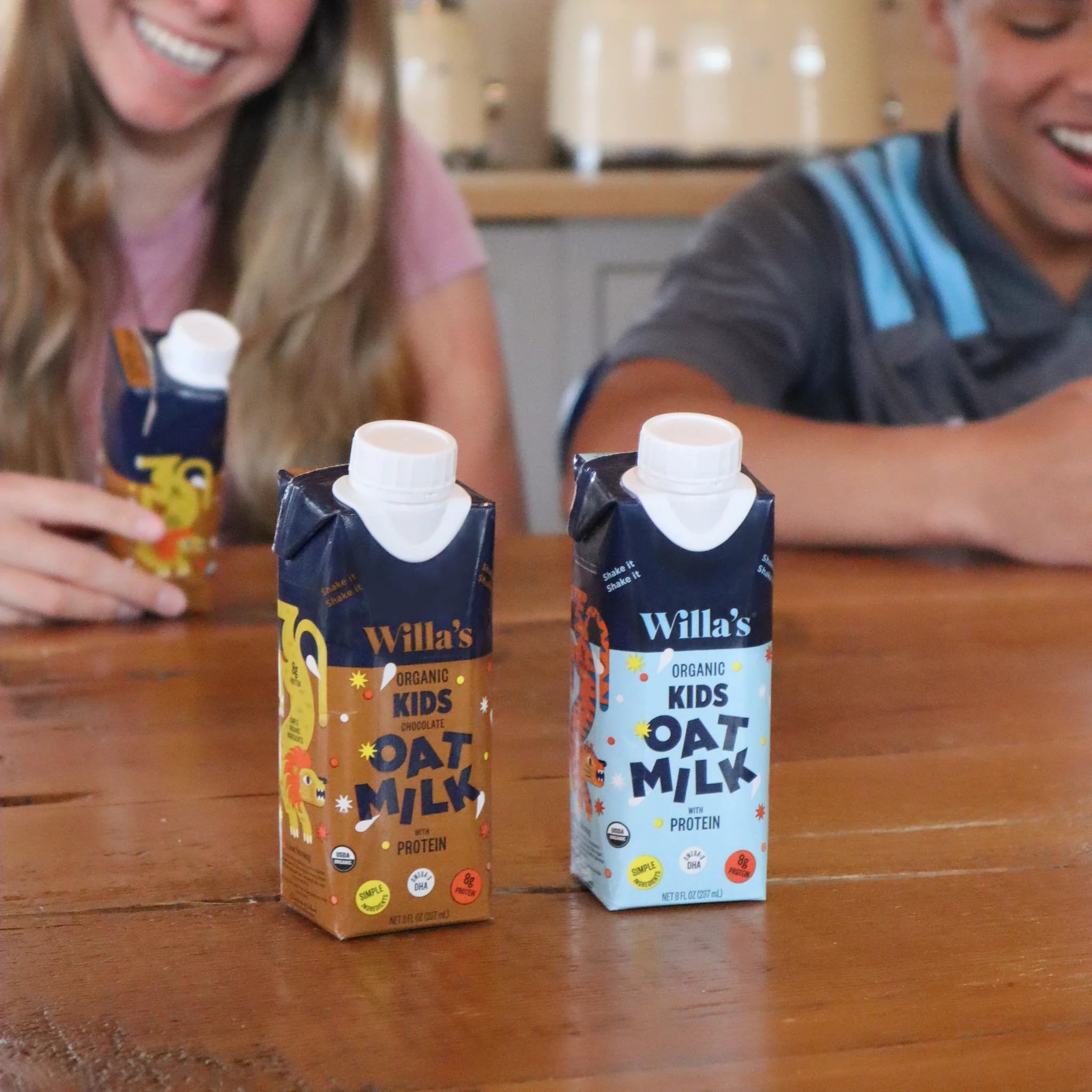Willa's cartons packed in a child's lunchbox for convenient school use