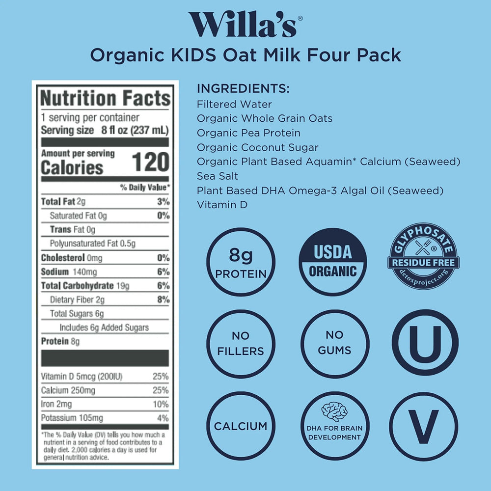 Willa's oat milk poured into a glass illustrating creamy texture and taste