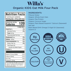 Willa's oat milk poured into a glass illustrating creamy texture and taste