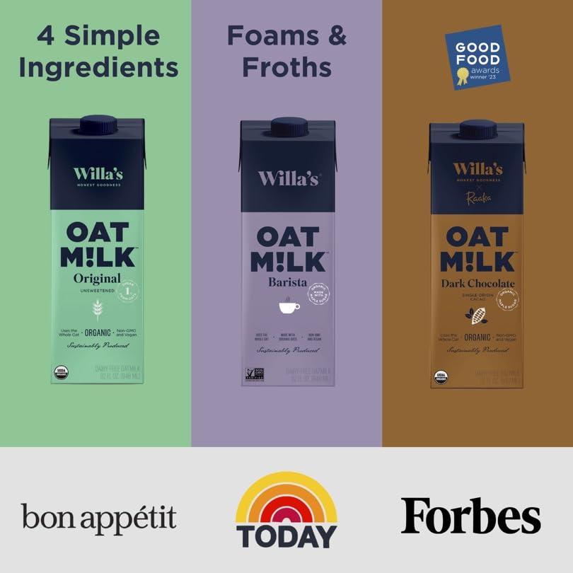 Willa's carton beside fruit for scale showing 32oz convenience and portability