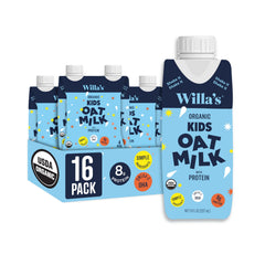 Willa's oat milk front carton showing friendly design and kid appeal