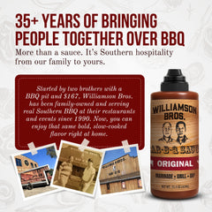 Williamson Bros label close-up highlighting 16-spice heritage and ingredient transparency benefit