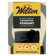 Wilton black fondant front packaging showing product and weight for convenience