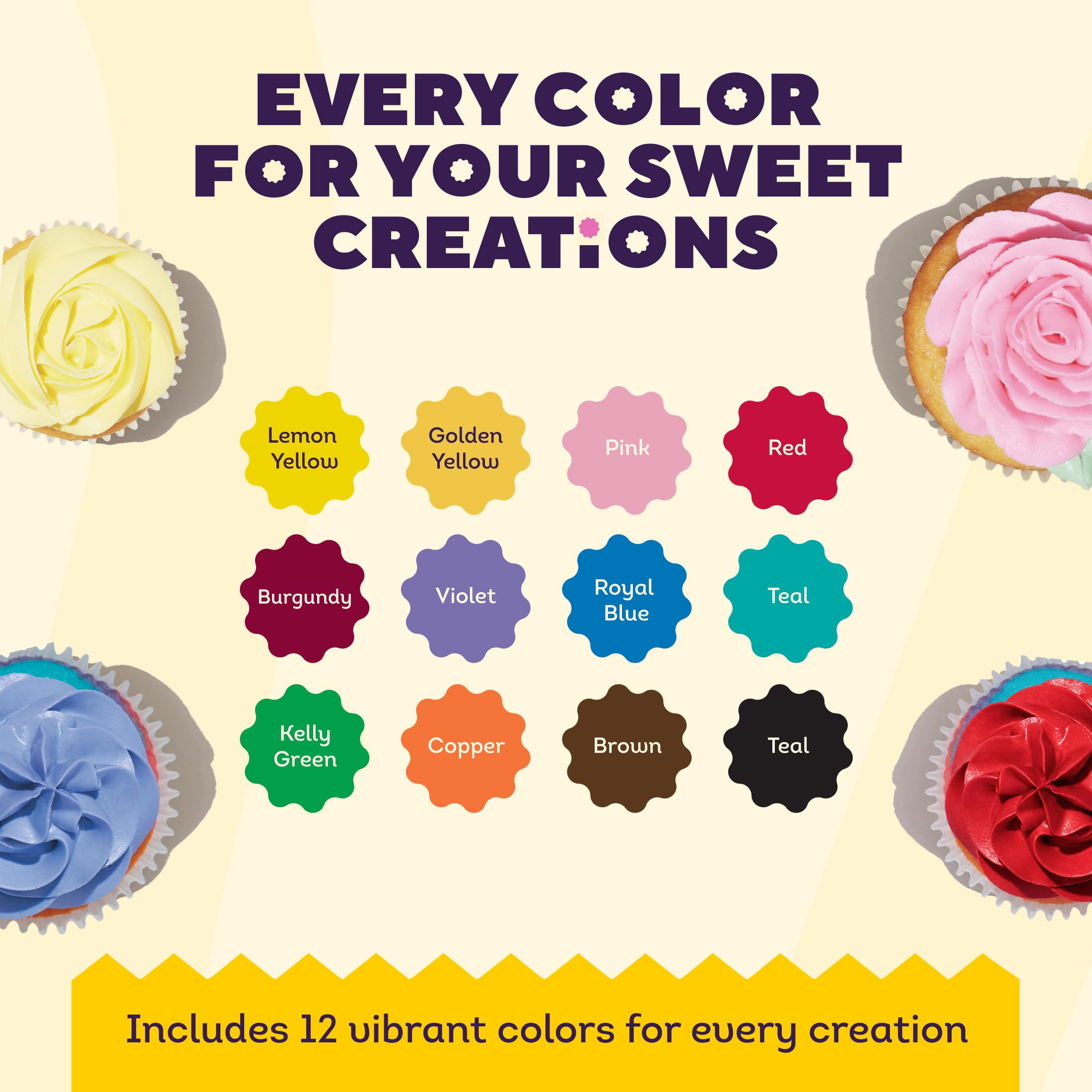 Wilton colored frosting on cupcake showcasing vivid results benefit
