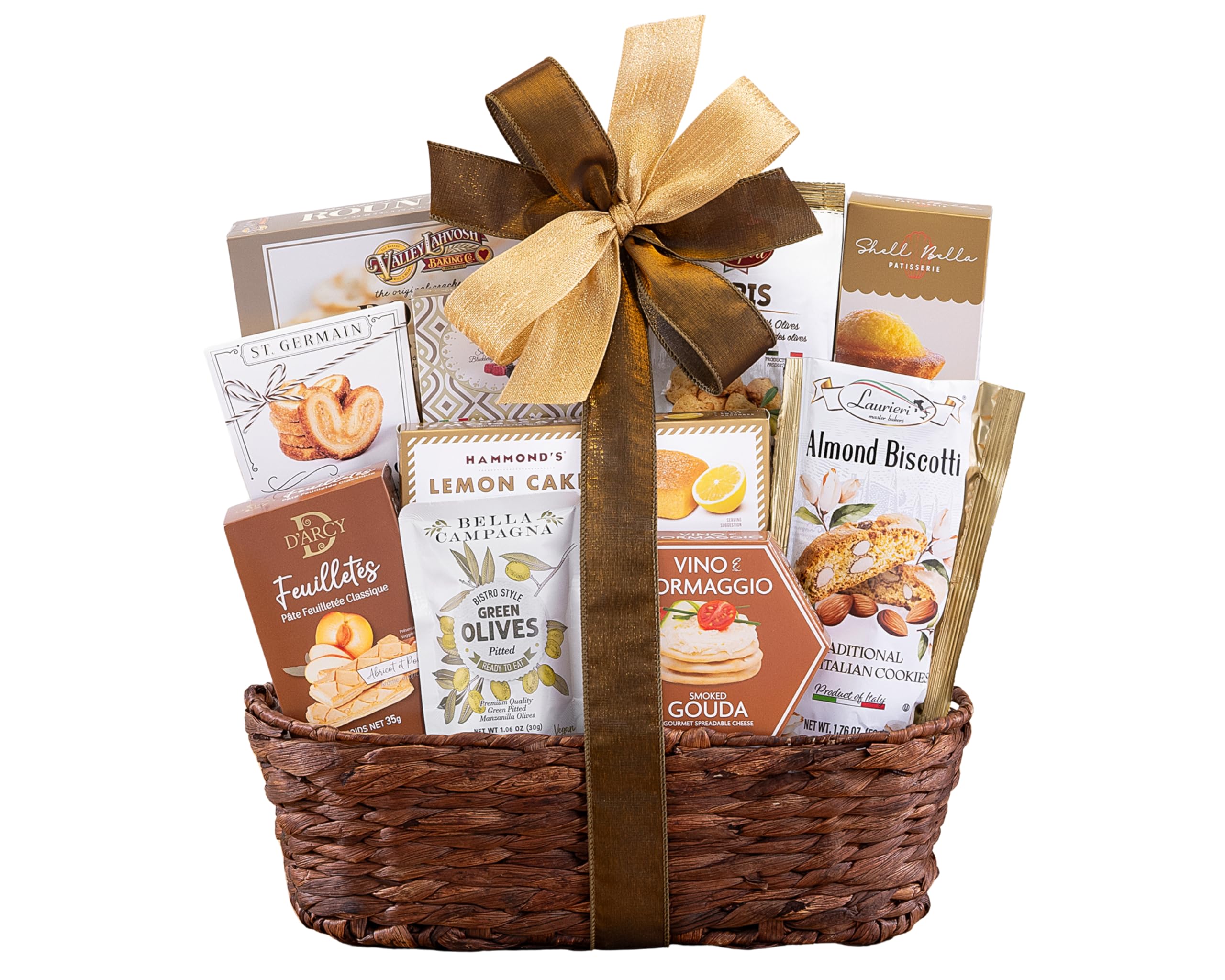 Wine Country Gift Baskets front packaging showcasing assorted gourmet treats and elegant presentation