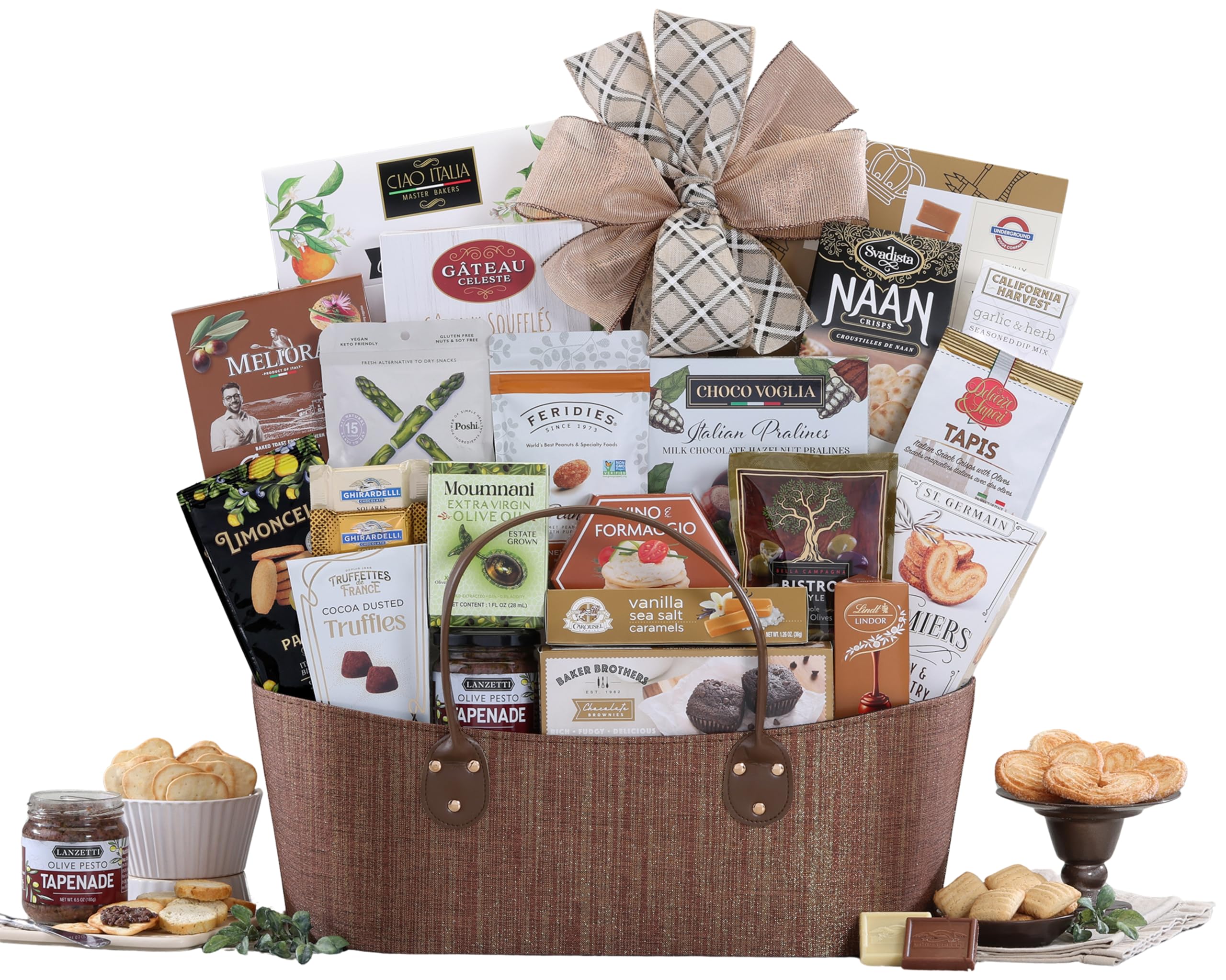 Wine Country Gift Baskets front view showing full assortment and elegant presentation benefits gifting