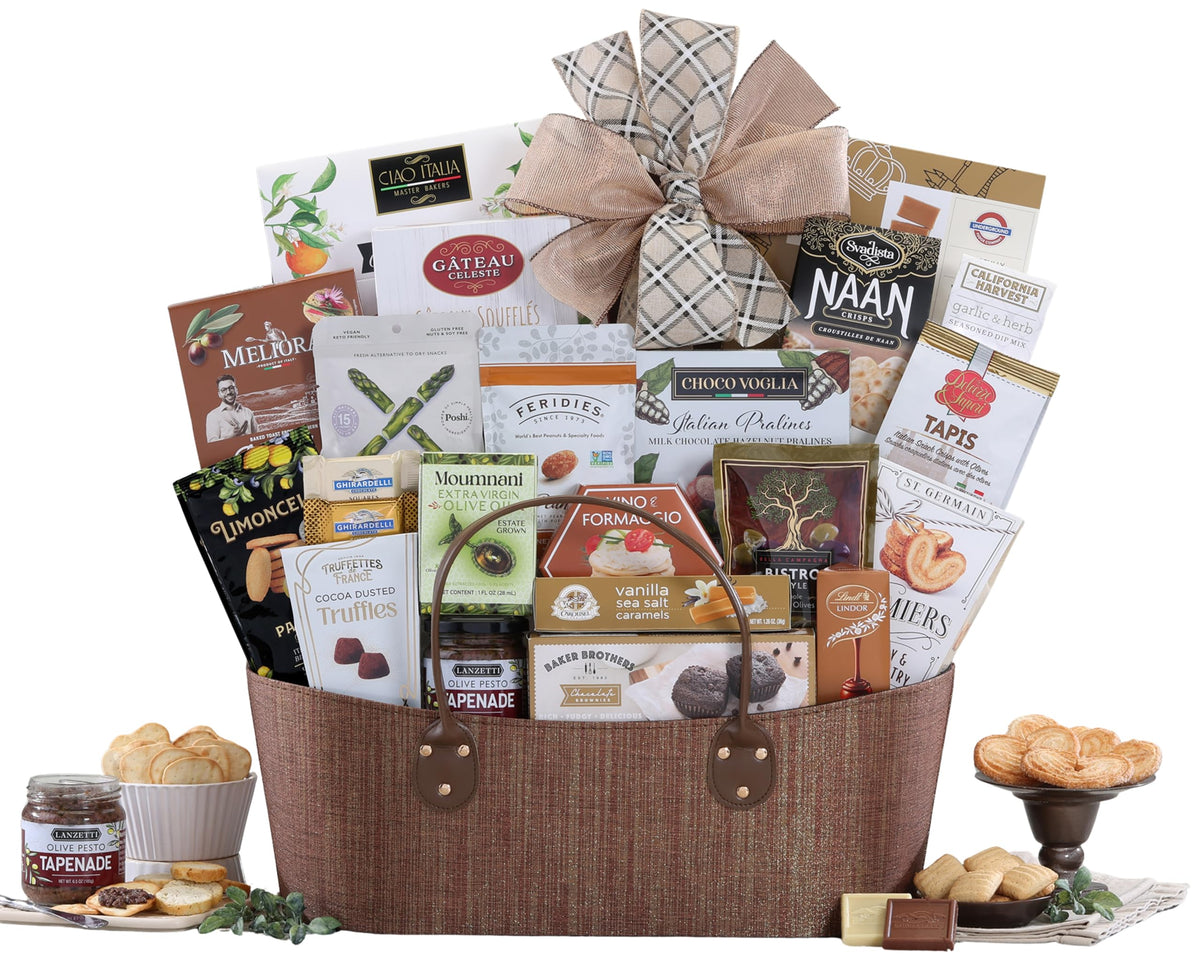 Wine Country Gift Baskets front view showing full assortment and elegant presentation benefits gifting