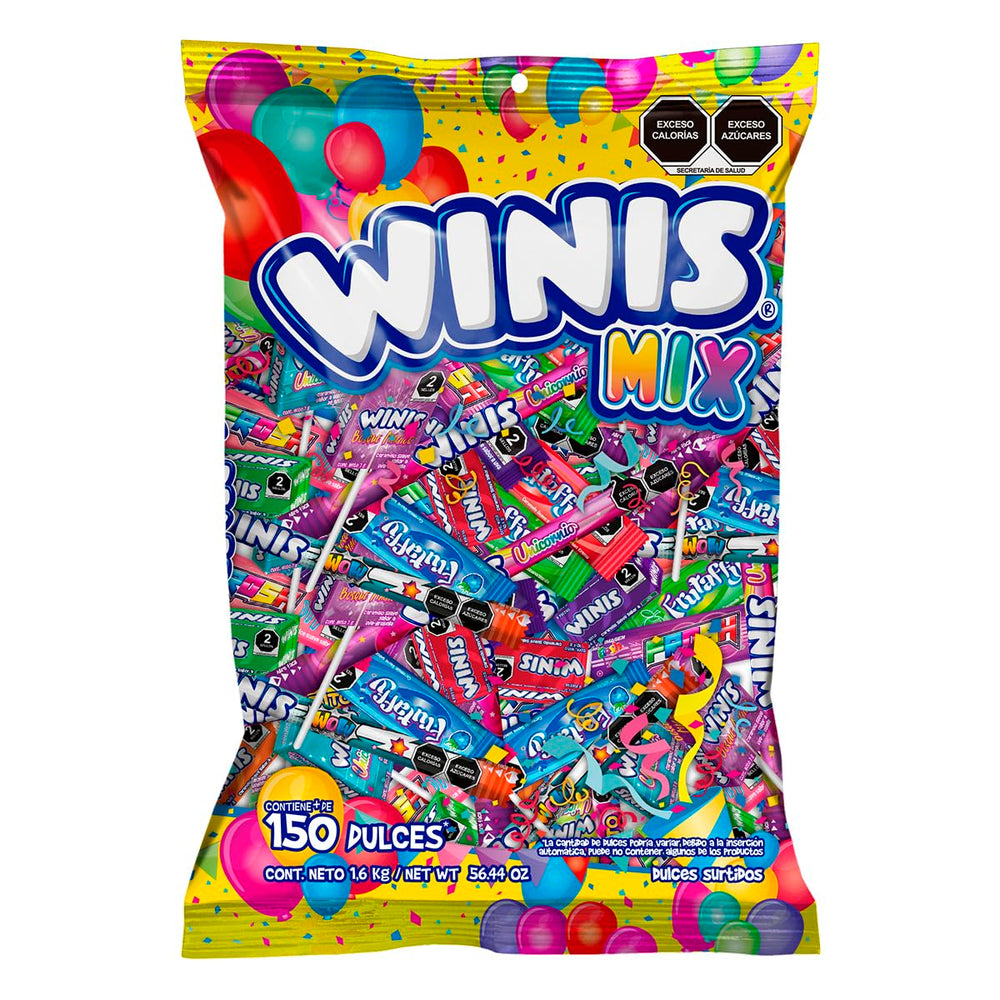 Winis front packaging showing bulk 3.6 lb bag and branding, convenient party supply