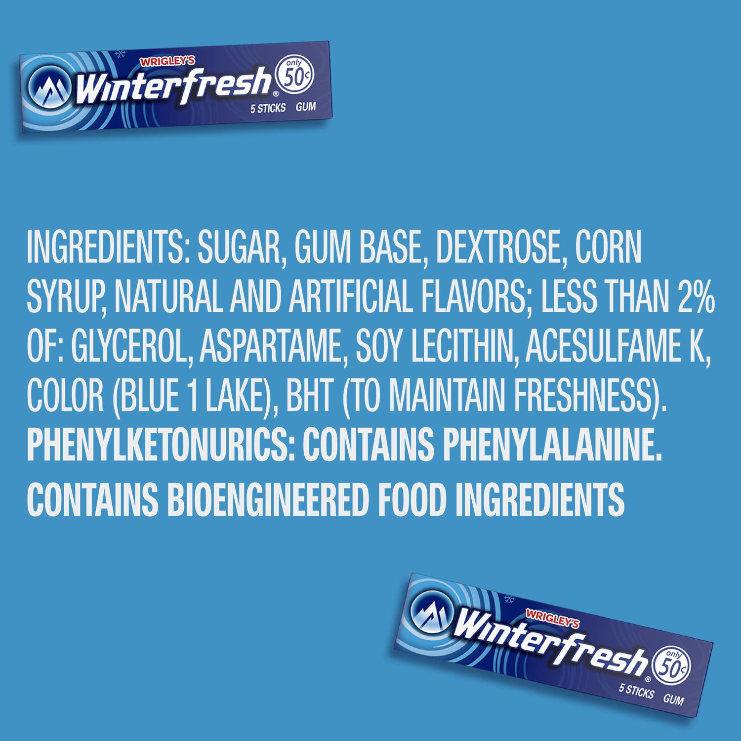 Winterfresh label nutrition closeup with ingredient clarity benefit