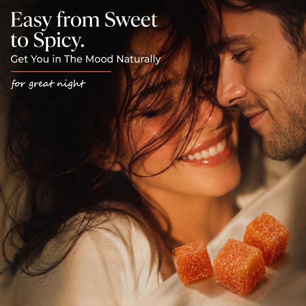 WINYEL close-up of gummy cube texture highlighting soft chew and spice appeal