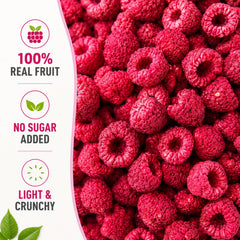Wise Harvest close-up of freeze-dried raspberry texture highlighting crispness and color
