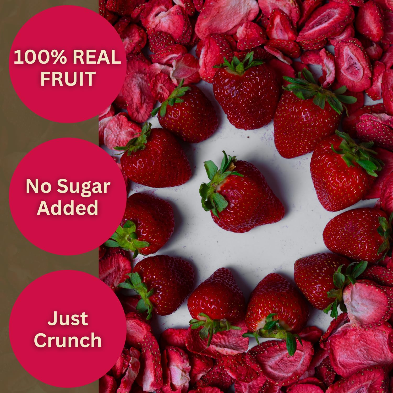 Wise Harvest open pouch with freeze-dried strawberries spilling out, easy grab-and-go snack