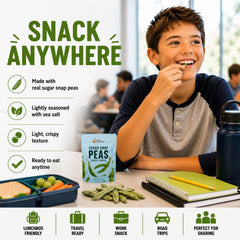 wise harvest open pouch with peas in hand demonstrating grab-and-go ease