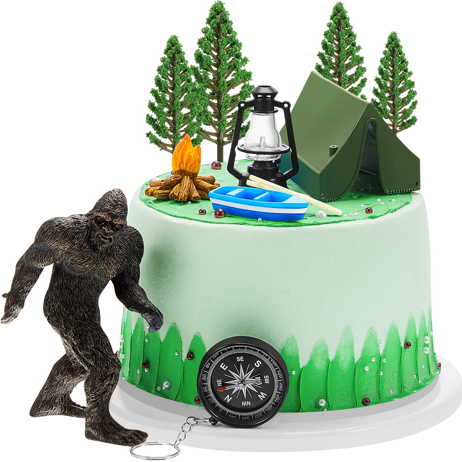 Woanger Bigfoot front view showing playful camping centerpiece for cakes