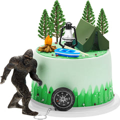 Woanger Bigfoot front view showing playful camping centerpiece for cakes