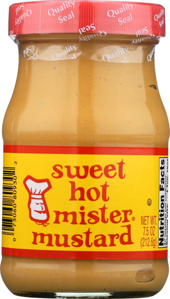 Woeber Mustard Mfg. Co. front packaging showing twin bottles and label, highlights convenience