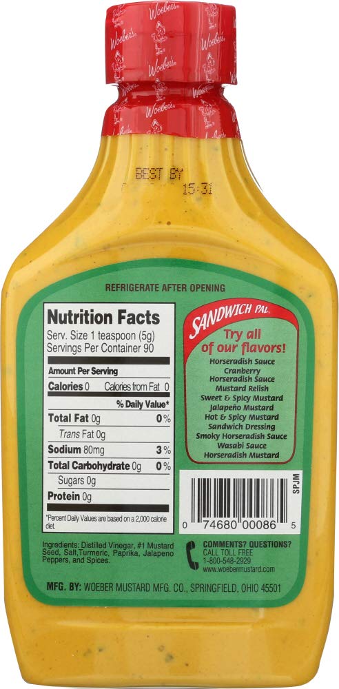 Woeber's mustard spread on burger adding spicy tang and texture
