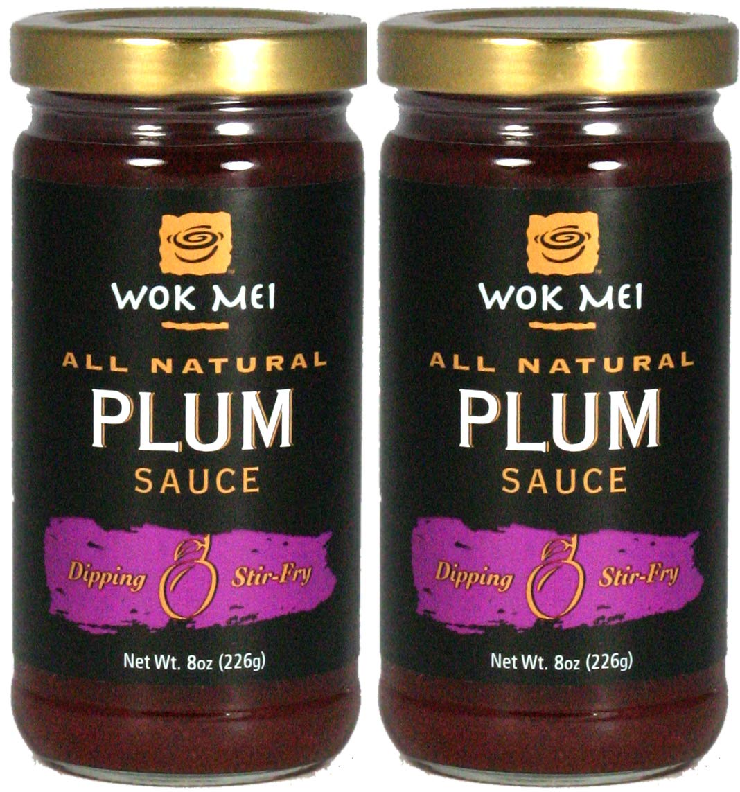 Wok Mei front packaging showing two 8 oz bottles and serving suggestion benefit