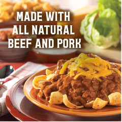 Wolf Brand Chili texture close-up showing hearty meat and sauce