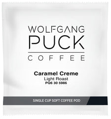 wolfgang puck pods beside a ruler showing 9.5g pod size and individual wrappers