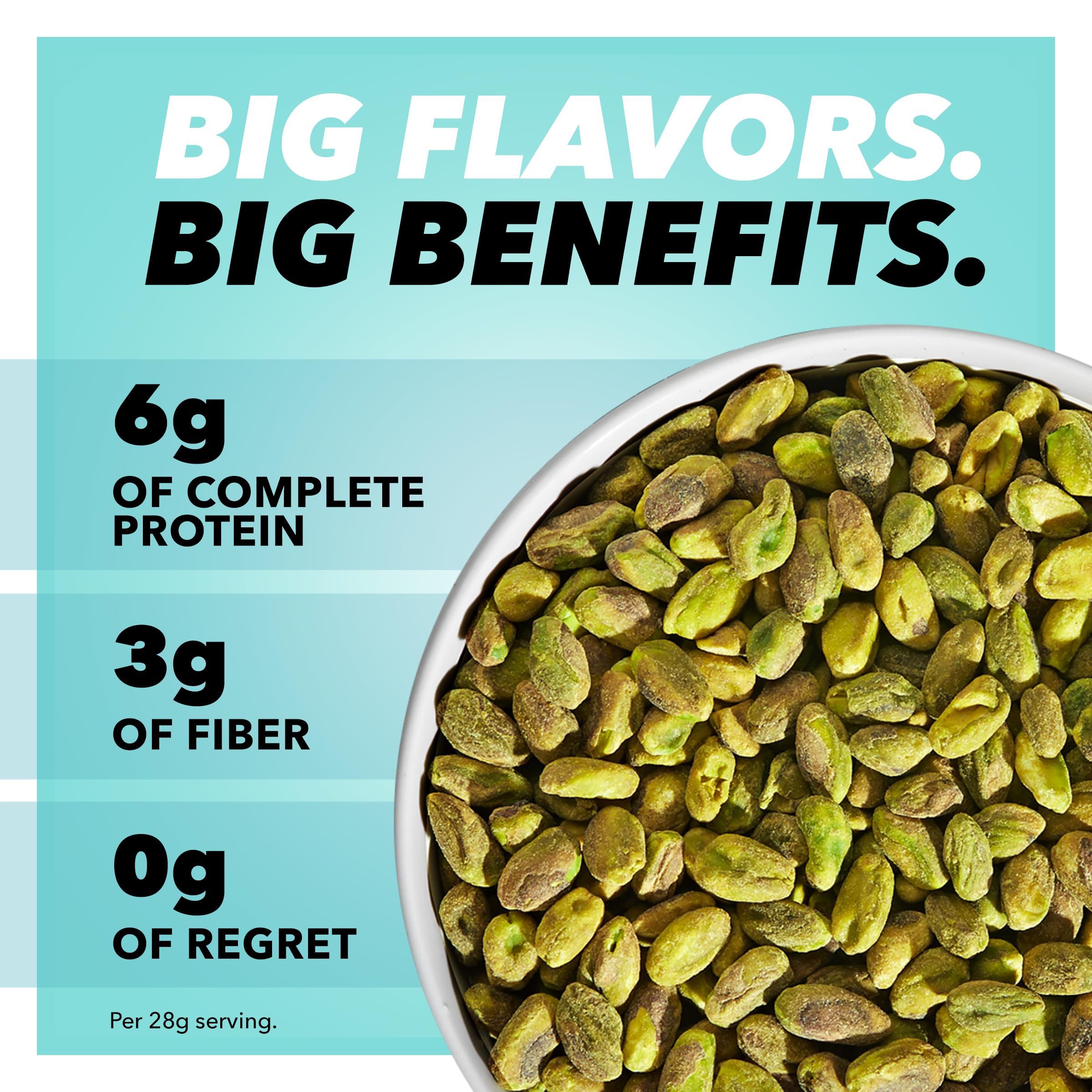 Wonderful Pistachios close-up of seasoned shelled nuts highlighting vinegar coating and crunchy texture benefit