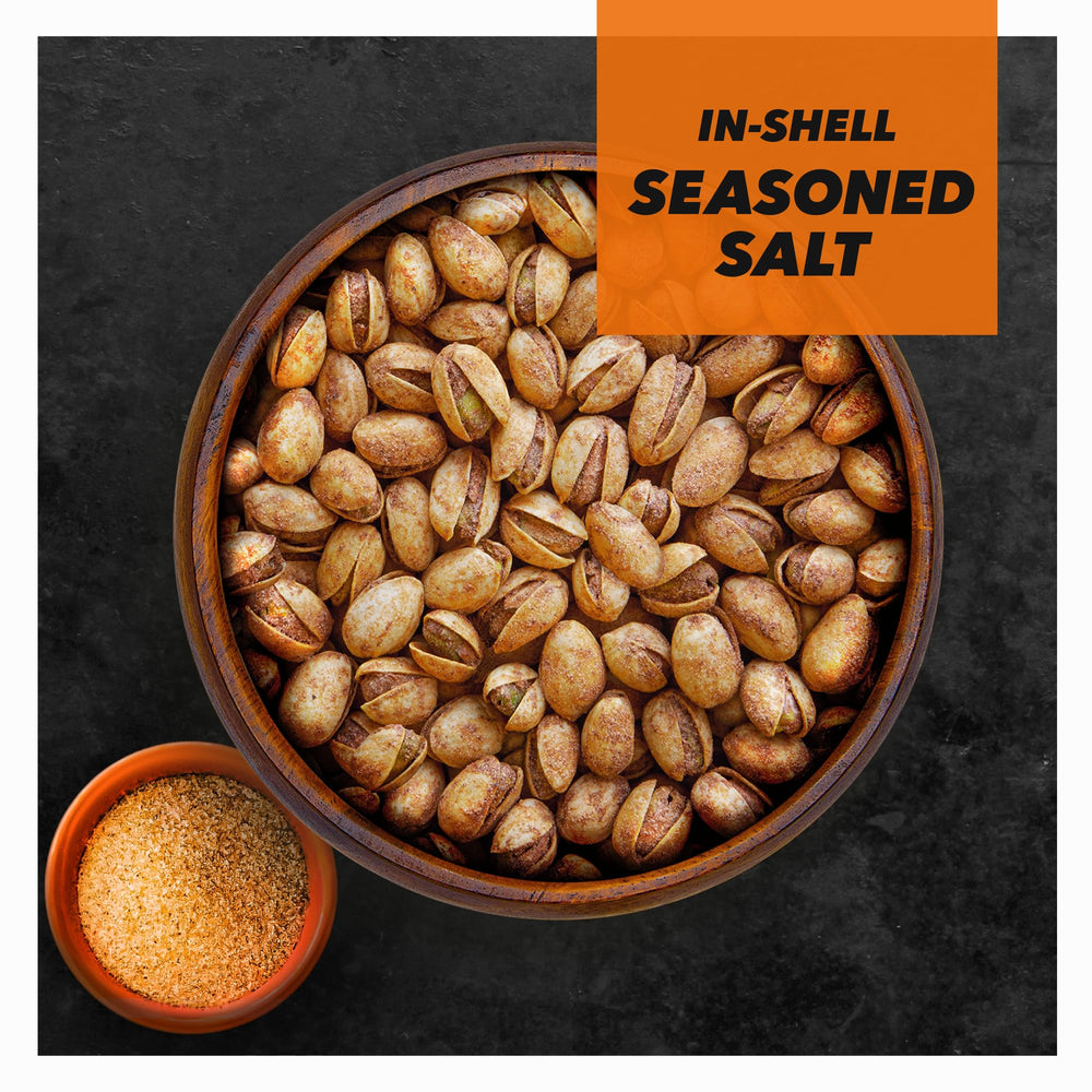 Wonderful Pistachios close-up of seasoned shells highlighting savory coating and bold flavor