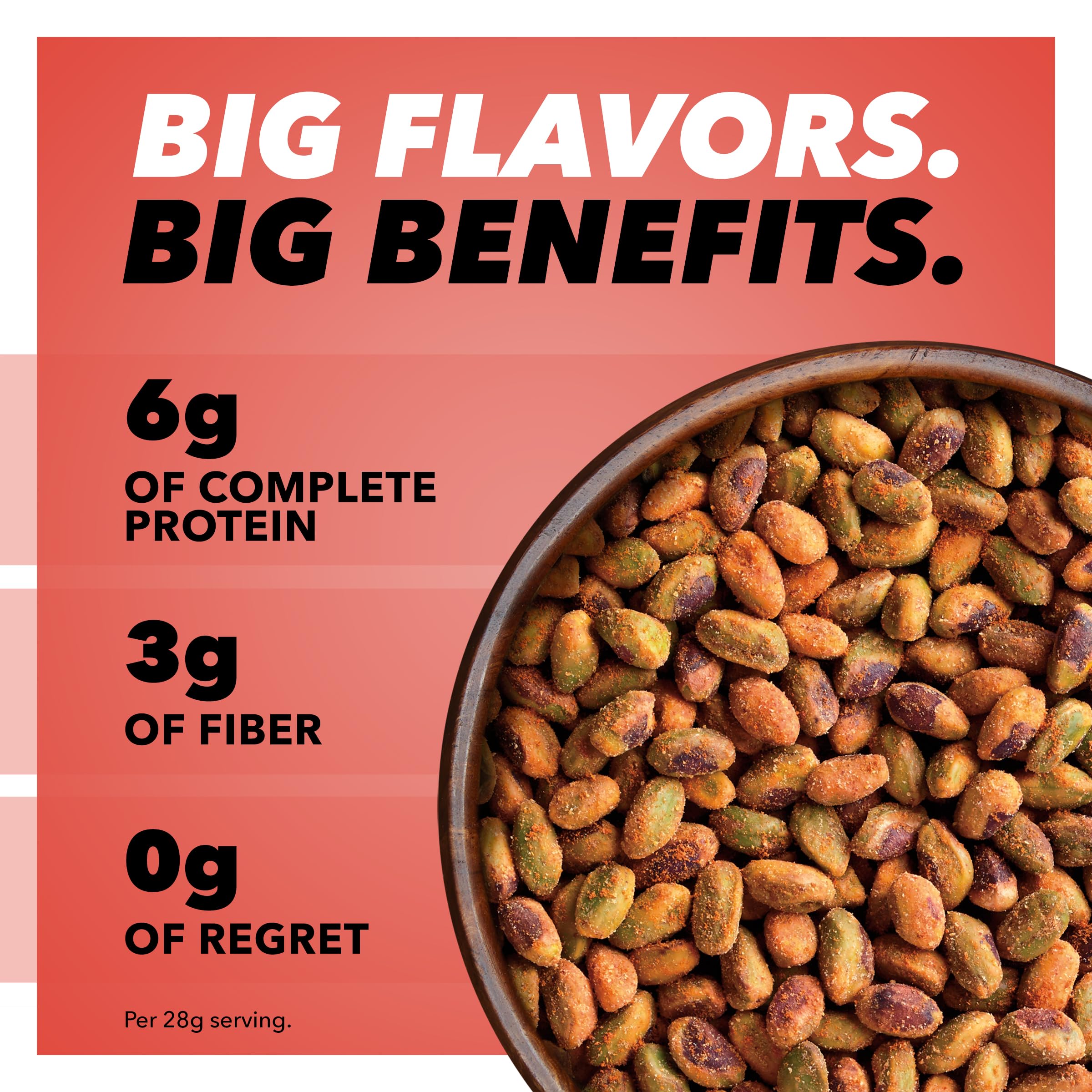 Close-up of chili roasted pistachio kernels showing seasoning texture and bold flavor
