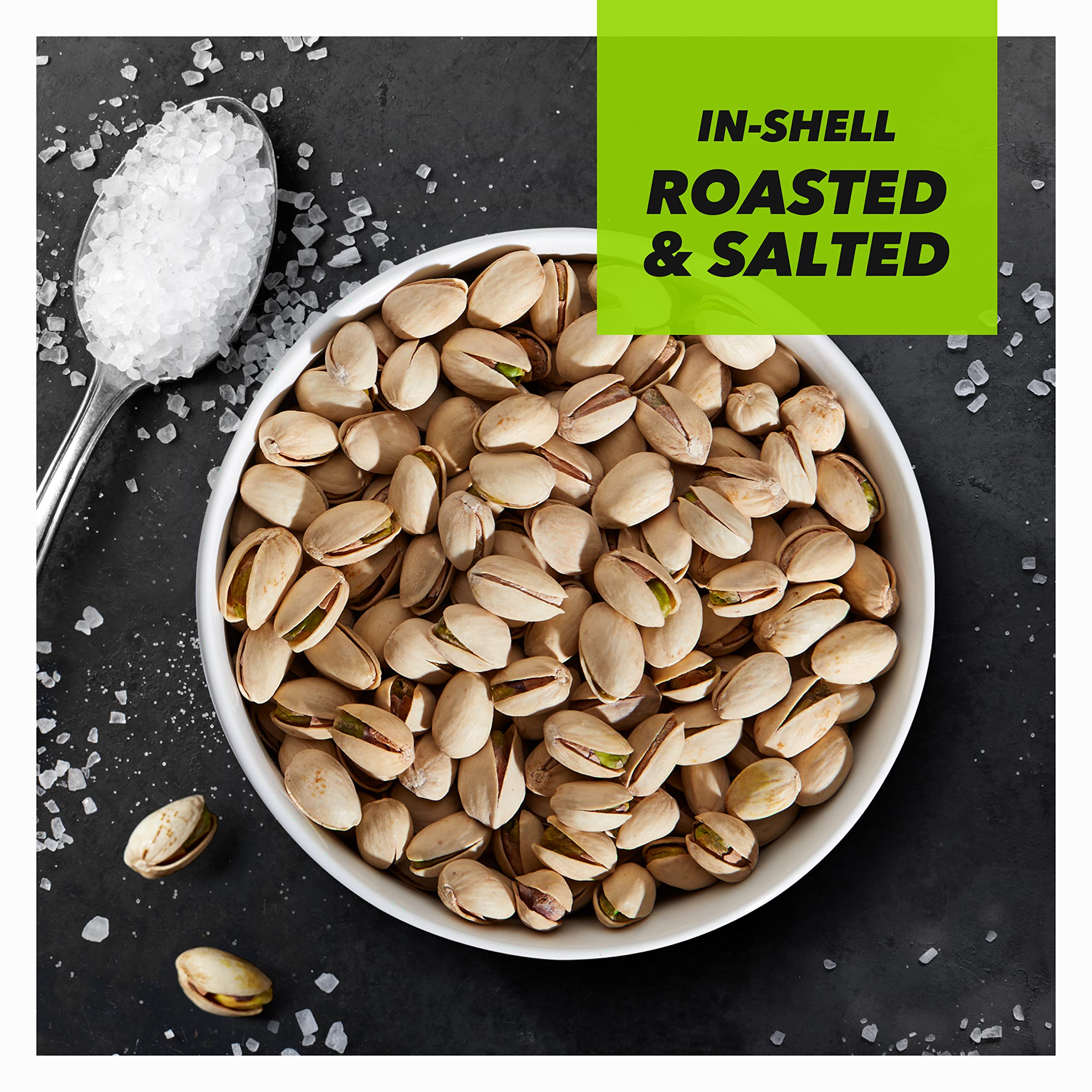 Pile of in-shell Wonderful Pistachios showing roasted texture and shell opening for satisfying snacking