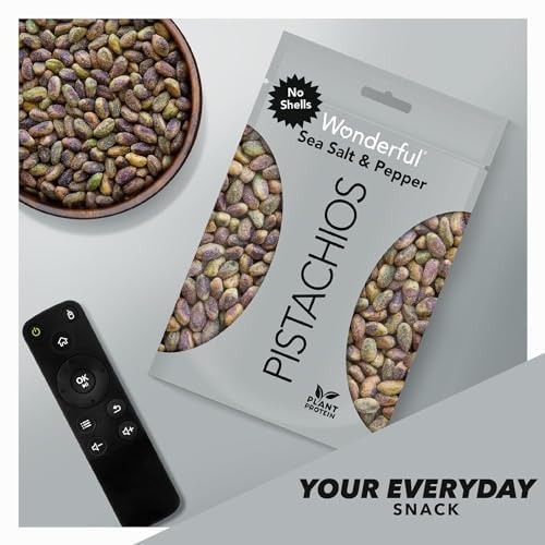 Wonderful Pistachios served in a bowl on table adding protein to snacks