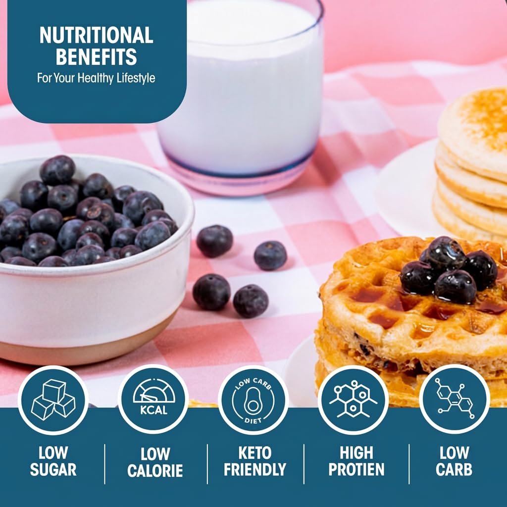 WonderSlim stack of blueberry pancakes highlighting fluffy protein benefit